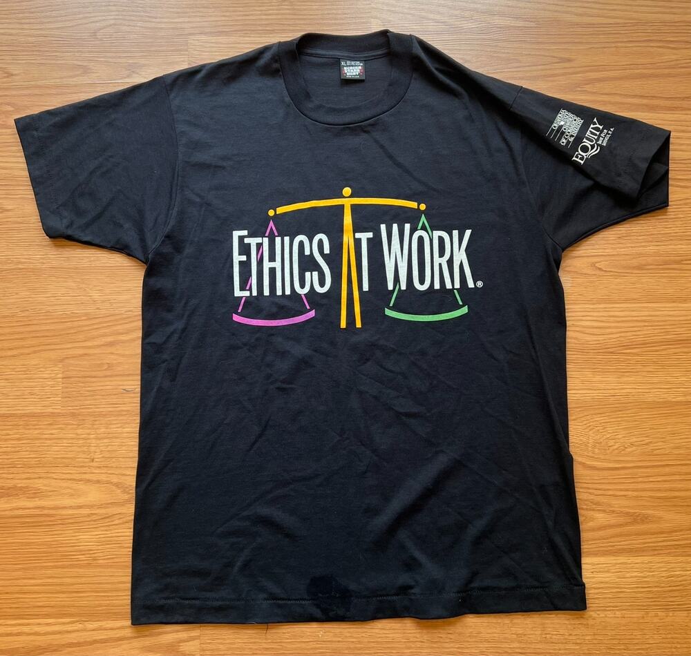 Vintage 90s Ethics At Work T Shirt XL Single Stitch Oklahoma Screen Stars USA